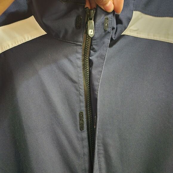 FootJoy Jacket Mens Medium Blue White Full Zip DryJoy Windbreaker Golf - Picture 5 of 14